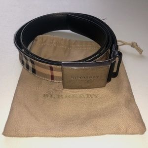 Men's Burberry Buckle Belt Signature Vintage Check Plaid Design Leather Sz 38 95